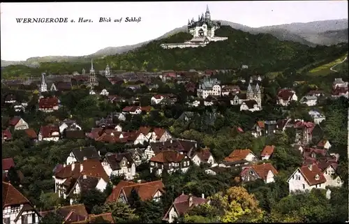 Ak Wernigerode im Harz, Schloss, Ortsansicht