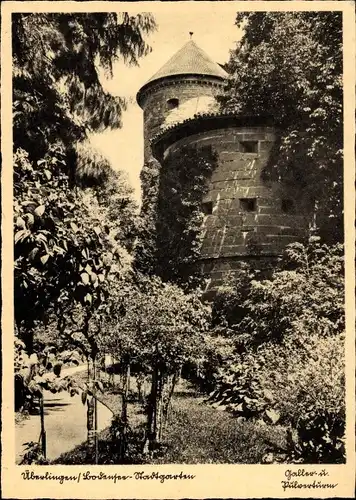 Ak Überlingen am Bodensee, Stadtgarten, Galler- und Pulverturm