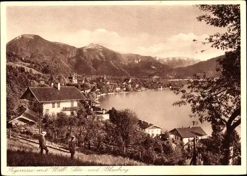 Ak Tegernsee in Oberbayern, Wallberg, Setzberg, Blauberg, Panorama