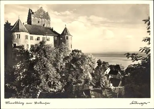 Ak Meersburg am Bodensee, Schloss, Teilansicht