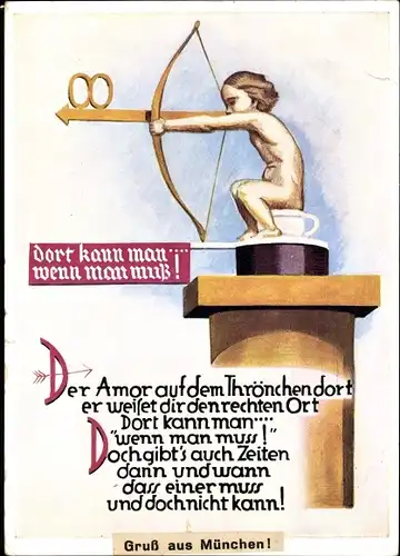 Ak München, Amor auf dem Thrönchen. Gedicht