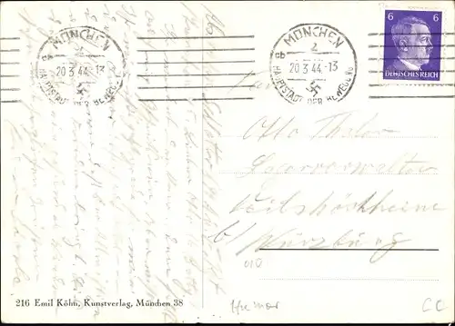 Ak München, Amor auf dem Thrönchen. Gedicht