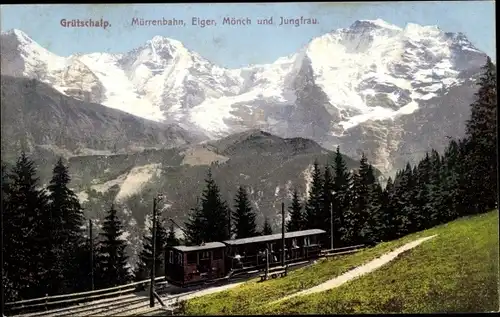 Ak Kanton Bern, Eiger, Mönch, Jungfrau, Mürrenbahn, Grütschalp