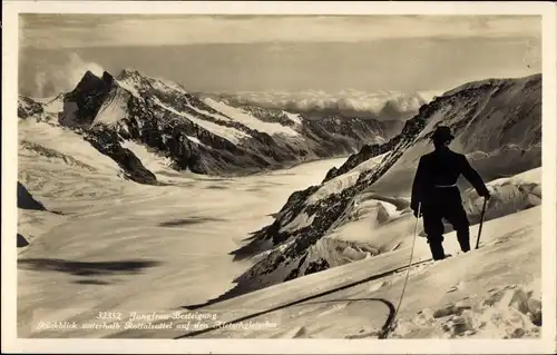 Ak Kanton Bern, Jungfrau, Besteigung, Rückblick unterhalb Rottalsattel auf den Kletschgletscher