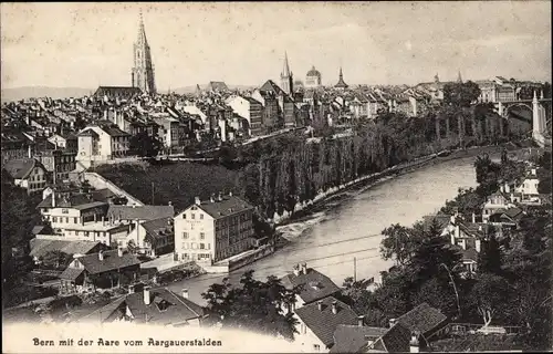 Ak Bern Stadt Schweiz, Aare, Aargauerstalden