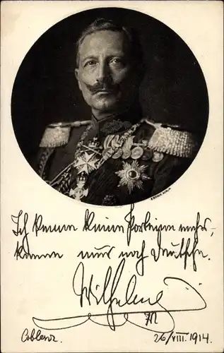 Ak Kaiser Wilhelm II., Portrait, Uniform, Orden