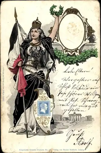 Präge Briefmarken Ak Germania, Kaiser Wilhelm II., Deutsche Reichspost 2 1/2 Groschen