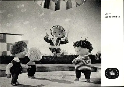 Ak Unser Sandmännchen, Sandmann, DDR Kinderfernsehen, Fallschirm, S 79
