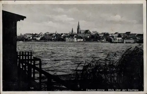 Ak Wałcz Deutsch Krone Pommern, Stadtsee, Panorama