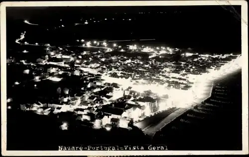 Ak Nazaré Nazareth Portugal, Stadt bei Nacht