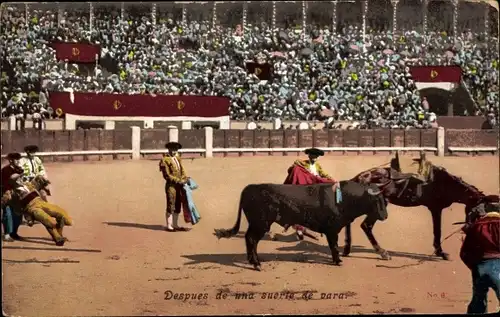 Ak Bullfight, Nach einer Art Rute