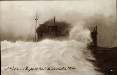Ak Deutsches Kriegsschiff, Hochsee-Torpedoboot, Stürmisches Wetter