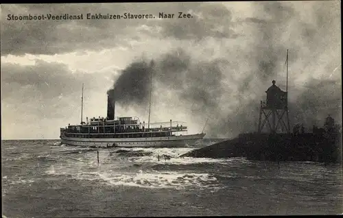 Ak Steamboat Ferry Service Enkhuizen-Stavoren, zum Meer