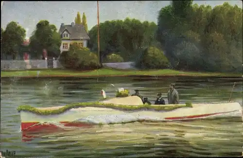 Künstler Ak Rave, C., Deutsches Rennboot Blitz-Mädel, jetzt Mercedes genannt, 1904