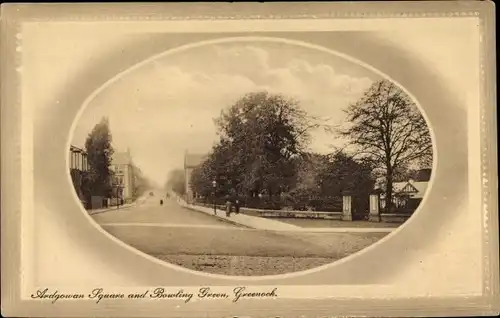 Präge Passepartout Ak Greenock Schottland, Ardgowan Square, Bowling Green