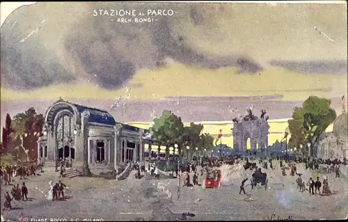 Künstler Ak Milano Mailand Lombardia, Esposizione 1906, Stazione al Parco