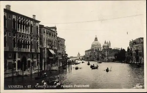 Ak Venezia Venedig Veneto, Gondelpartie auf dem großen Kanal mit Palazzo Cavalli Franchetti