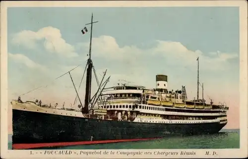 Ak Paquebot Foucauld, Compagnie des Chargeurs Réunis