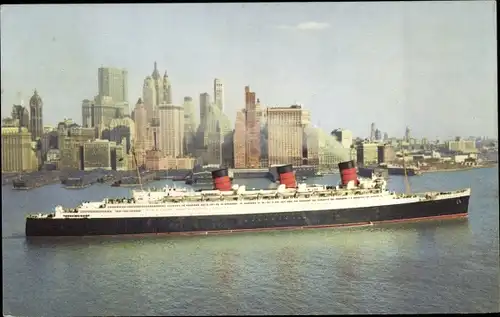 Ak New York City USA, Dampfschiff RMS Queen Mary, Cunard Line