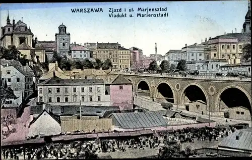 Ak Warszawa Warschau Polen, Viadukt, Mariensztadt