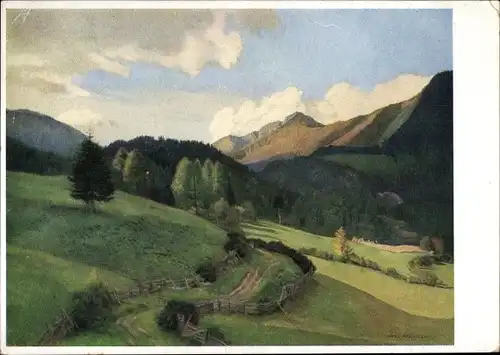 Künstler Ak Frank, Hans, Herbstliches Tauerntal