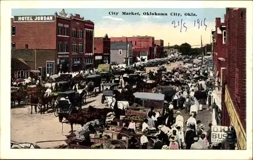 Ak Oklahoma City Oklahoma USA, Stadtmarkt, Hotel Jordan
