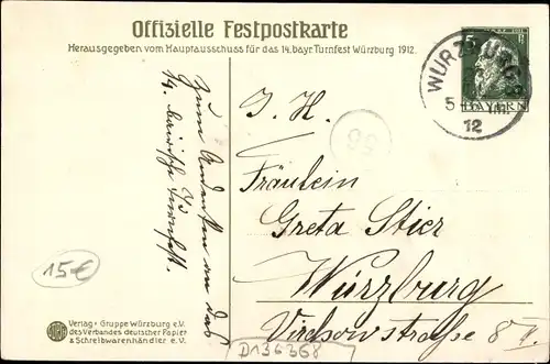 Künstler Ak Würzburg am Main Unterfranken, 14. Bayer. Turnfest 1912, Turnvater Jahn