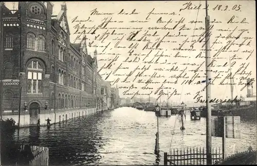 Ak Kiel in Schleswig Holstein, Sturmflut am 31. Dezember 1904