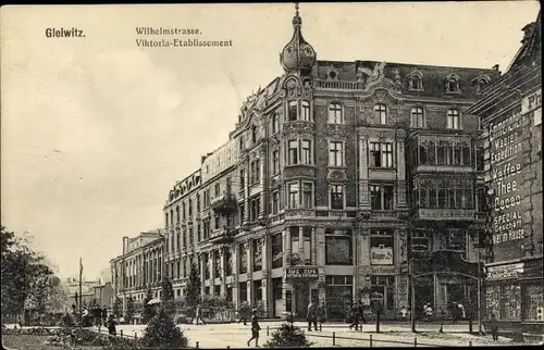 Ak Gliwice Gleiwitz Schlesien, Wilhelmstraße, Viktoria Etablissement