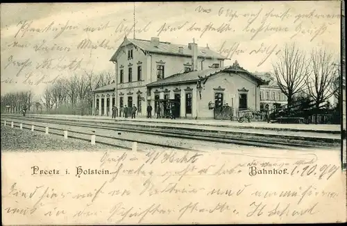 Ak Preetz in Schleswig Holstein, Bahnhof, Gleisseite