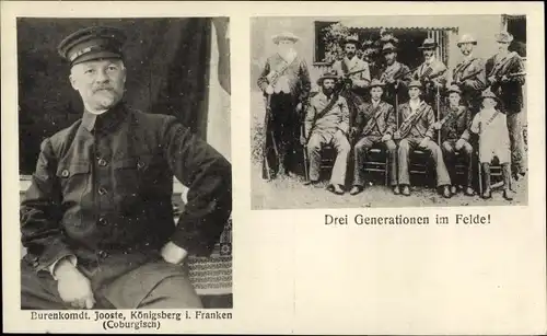 Ak Südafrika, Burenkrieg, Burenkommandant Koos Jooste, Königsberg, Drei Generationen im Felde