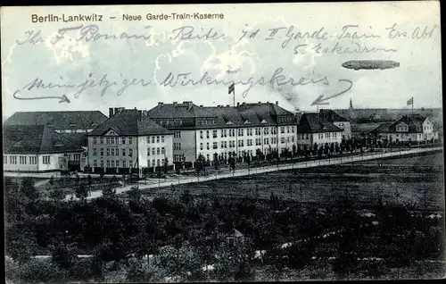 Ak Berlin Steglitz Lankwitz, Neue Garde Train Kaserne, Zeppelin