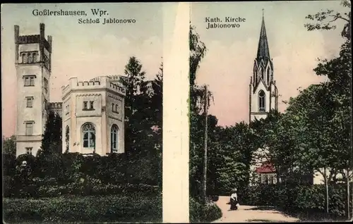 Ak Jabłonowo Pomorskie Goßlershausen Westpreußen, Katholische Kirche, Schloss Jablonowo