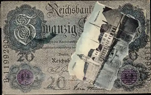 Geld Ak Anklam in Mecklenburg Vorpommern, Peenepartie, 20 Reichsmark