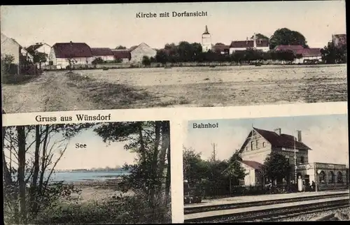 Ak Wünsdorf Zossen in Brandenburg, Gesamtansicht, Bahnhof