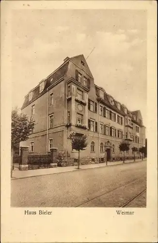 Ak Weimar in Thüringen, Haus Bieler, Straßenpartie