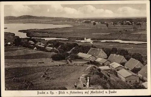 Ak Ostseebad Baabe auf Rügen, Ausblick vom Hohenberg, Moritzdorf