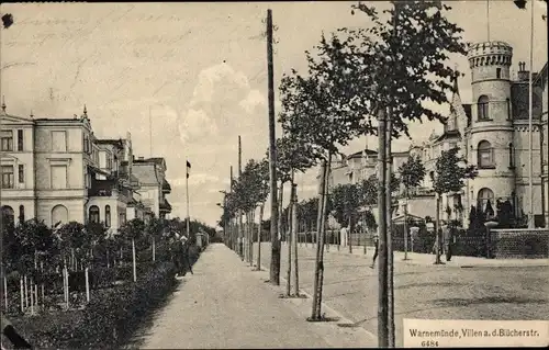 Ak Ostseebad Warnemünde Rostock, Villen an der Blücherstraße