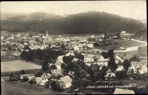 Ak Wleń Lähn am Bober Schlesien, Panorama mit Kleppelsdorf