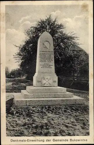 Ak Bukowinka Bukowintke Buckowintke Schlesien, Kriegerdenkmal, Denkmalseinweihung