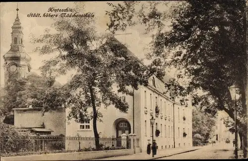 Ak Krotoszyn Krotoschin Posen, Städt. höhere Mädchenschule