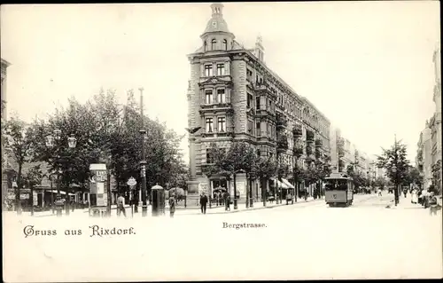 Ak Berlin Neukölln Rixdorf, Straßenbahn 97 in der Bergstraße