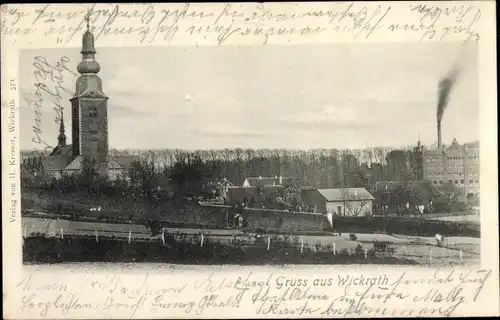 Ak Wickrath Mönchengladbach am Niederrhein, Teilansicht mit Kirche