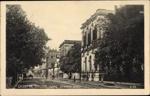 Ak Calcutta Kolkata Kalkutta Indien, Sailors Home, Strand Road