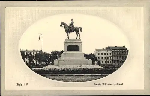 Präge Passepartout Ak Słupsk Stolp Pommern, Kaiser Wilhelm Denkmal