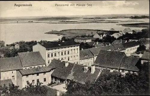 Ak Angermünde in der Uckermark, Panorama mit Mündesee