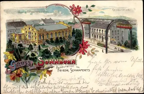 Litho Sonnborn Wuppertal in Nordrhein Westfalen, Restaurantion, Schwebebahn