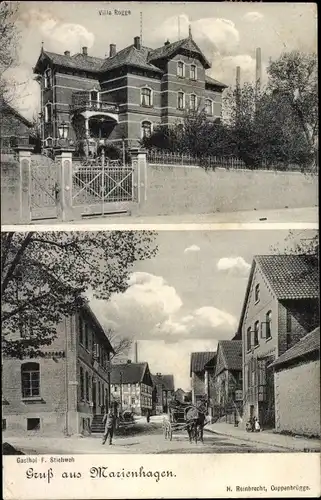 Ak Marienhagen Duingen in Niedersachsen, Villa Rogge, Gasthof F. Stichweh, Straßenpartie