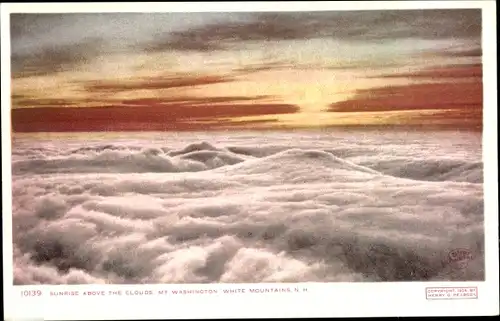 Ak New Hampshire USA, Sonnenaufgang, über den Wolken, Mount Washington, White Mountains