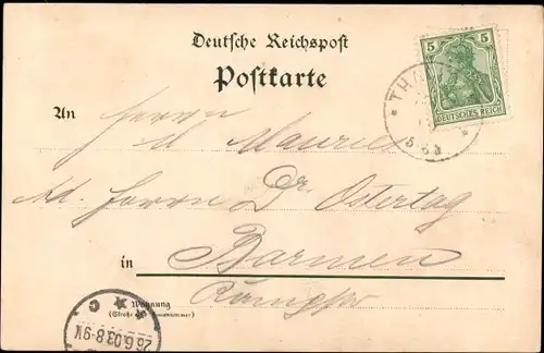 Litho Thalitter Vöhl in Hessen, Gasthaus, Bächlein, Wappen, Blumen